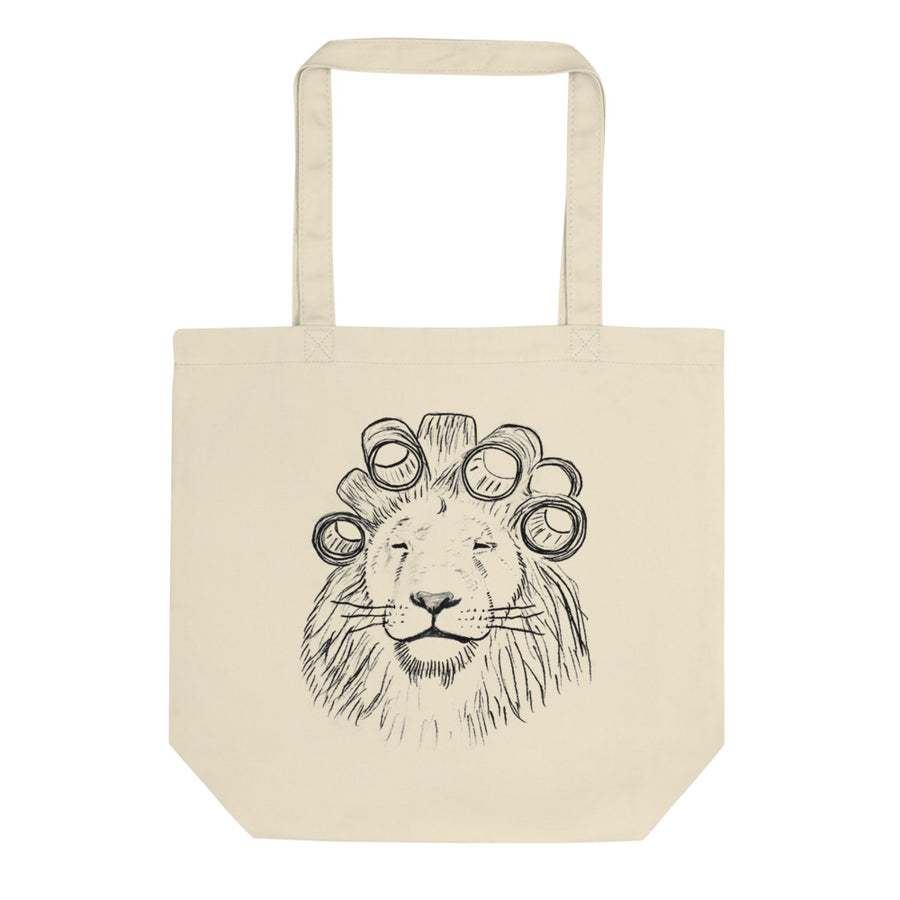 The Lion Bag - 100% Certified Organic Cotton Tote; Lion with Hair Rollers; Afropunk Brooklyn 2019; t-pain's school of business